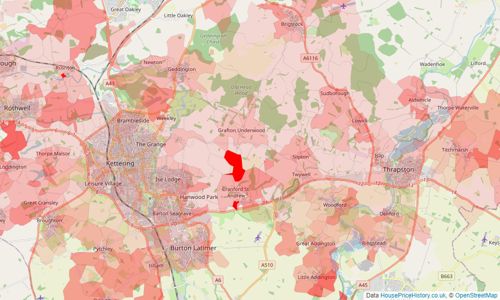 Heatmap of property prices in Kettering