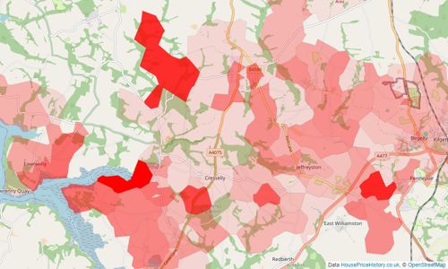 Heatmap of property prices in Kilgetty