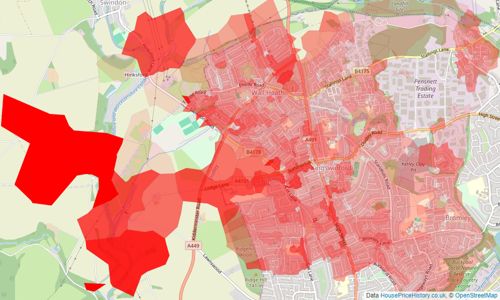 Heatmap of property prices in Kingswinford