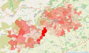 Heatmap of property prices in Kington