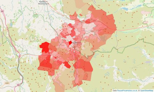 Heatmap of property prices in Kirkby Stephen