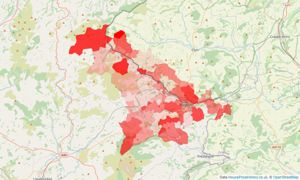 Heatmap of property prices in Knighton