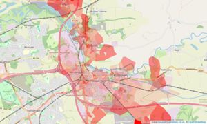 Heatmap of property prices in Knottingley