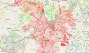 Heatmap of property prices in High Legh, Knutsford