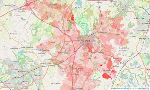 Heatmap of property prices in Knutsford