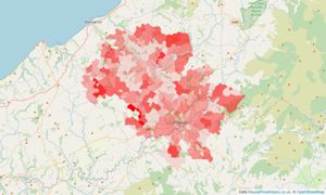 Heatmap of property prices in Lampeter