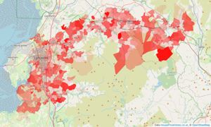 Heatmap of property prices in Lancaster