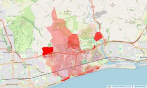 Heatmap of property prices in Lancing