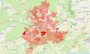 Heatmap of property prices in Langport