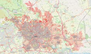 Heatmap of property prices in Bramhope, Leeds