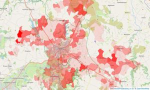 Heatmap of property prices in Leek