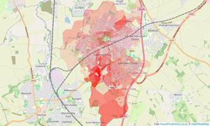 Heatmap of property prices in Letchworth Garden City