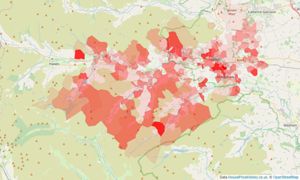 Heatmap of property prices in Leyburn