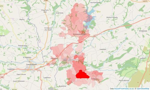 Heatmap of property prices in Lifton