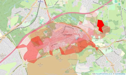 Heatmap of property prices in Lightwater