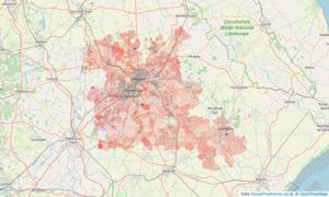 Heatmap of property prices in Lincoln