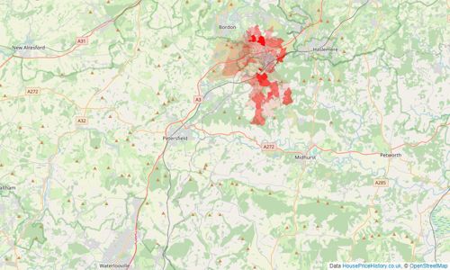 Heatmap of property prices in Liphook