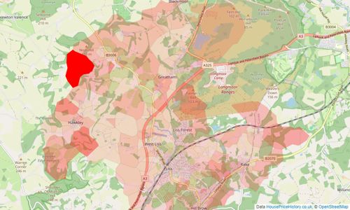 Heatmap of property prices in Liss