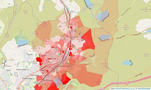 Heatmap of property prices in Littleborough