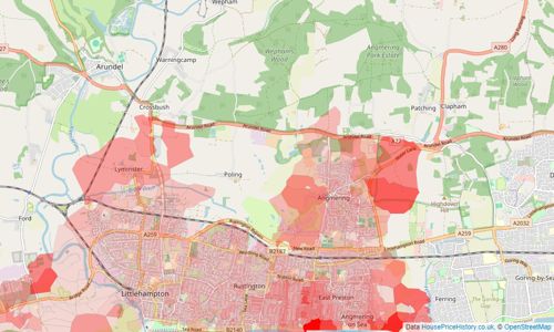 Heatmap of property prices in Littlehampton