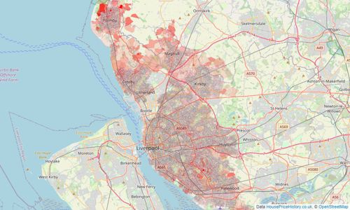 Heatmap of property prices in Liverpool