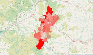 Heatmap of property prices in Llanbrynmair