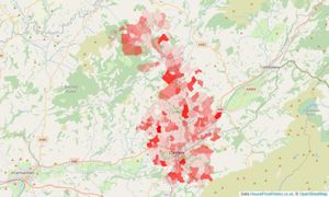 Heatmap of property prices in Llandeilo