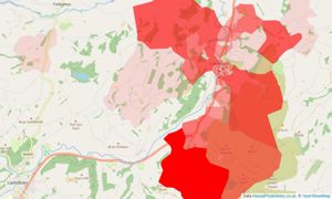 Heatmap of property prices in Llandinam