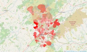 Heatmap of property prices in Llandovery