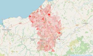 Heatmap of property prices in Llandysul