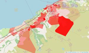 Heatmap of property prices in Llanfairfechan