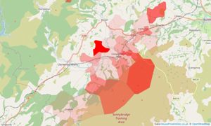 Heatmap of property prices in Llangammarch Wells