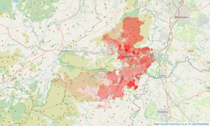 Heatmap of property prices in Llangollen