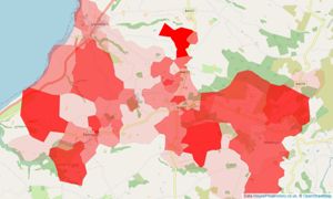 Heatmap of property prices in Llanon