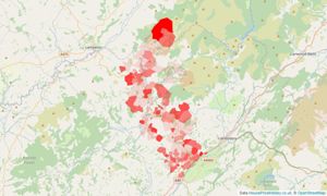 Heatmap of property prices in Llanwrda