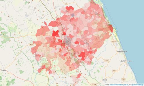 Heatmap of property prices in Louth