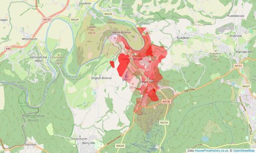 Heatmap of property prices in Lydbrook