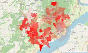 Heatmap of property prices in Pillowell, Lydney