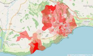 Heatmap of property prices in Lyme Regis