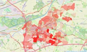 Heatmap of property prices in Lymm