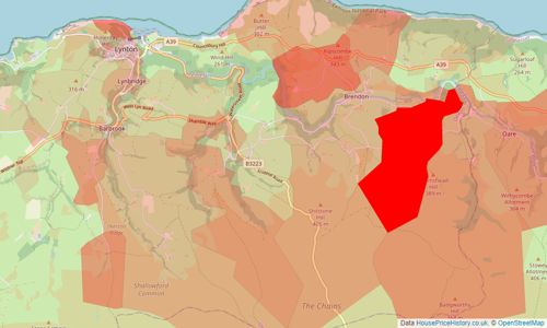 Heatmap of property prices in Lynton