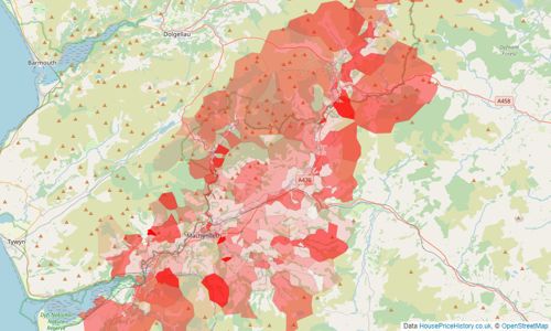 Heatmap of property prices in Machynlleth