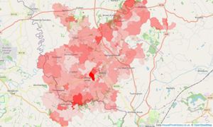 Heatmap of property prices in Malpas