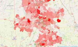 Heatmap of property prices in Middle Rasen, Market Rasen