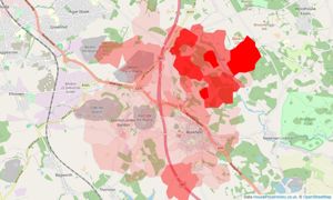 Heatmap of property prices in Markfield