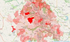 Heatmap of property prices in Matlock