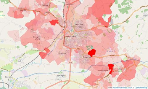 Heatmap of property prices in Melksham