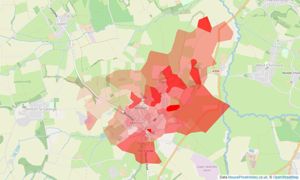 Heatmap of property prices in Merriott