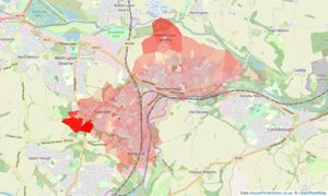 Heatmap of property prices in Mexborough