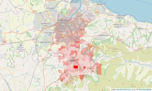 Heatmap of property prices in Middlesbrough